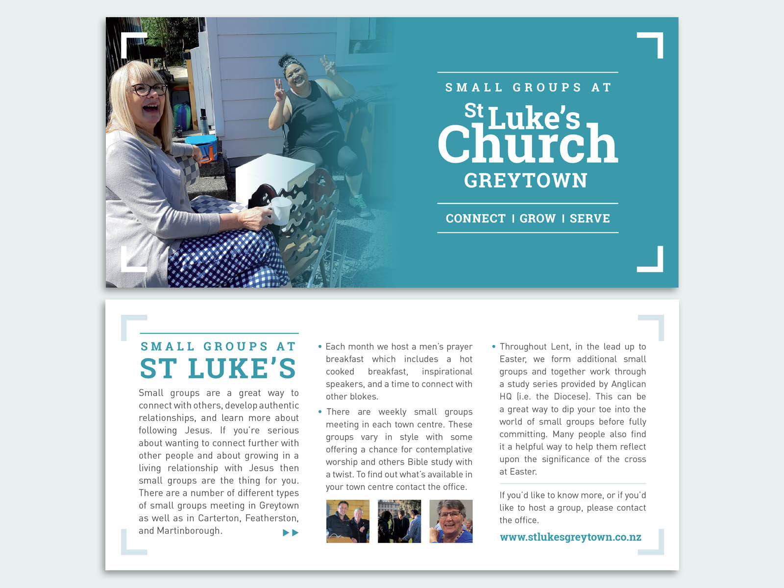 St Luke's church flyer which talks about small groups at St Lukes church Greytown.